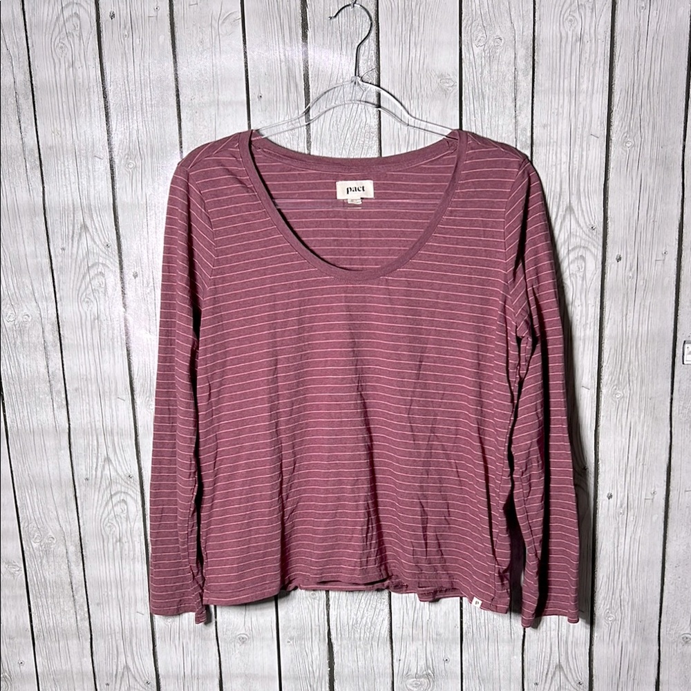 Pact| stripe organic cotton long sleeve top size large